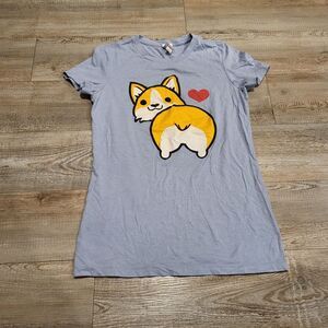 Lokisa Corgi Puppy Dog Graphic Tee Shirt Womens Size Medium